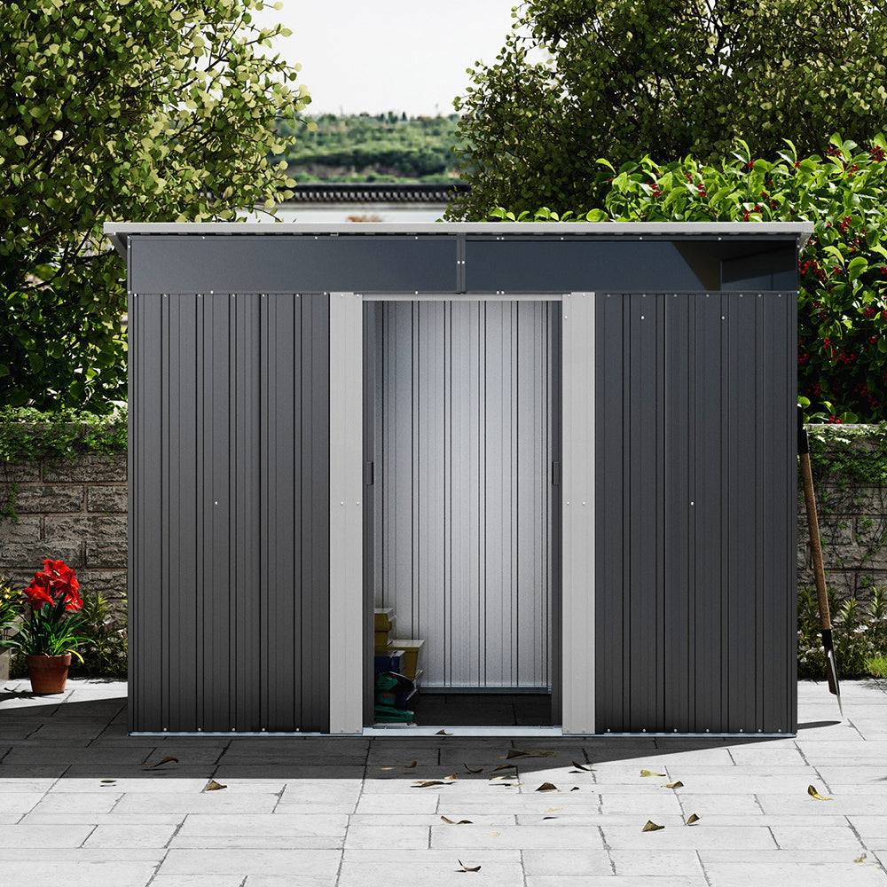 Garden Metal Storage Shed with Lockable Sliding Doors