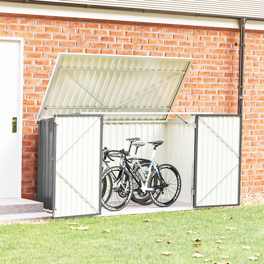 Grey Heavy Duty Steel Bicycle Storage Shed