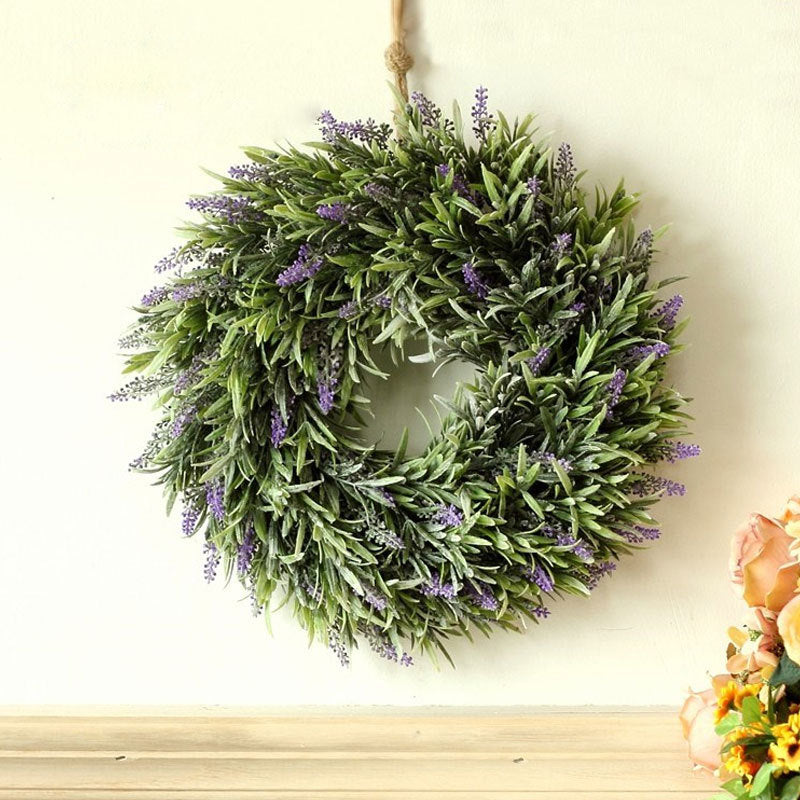 Artificial Lavender Hanging Wreath Flower Lush Topiary, Purple