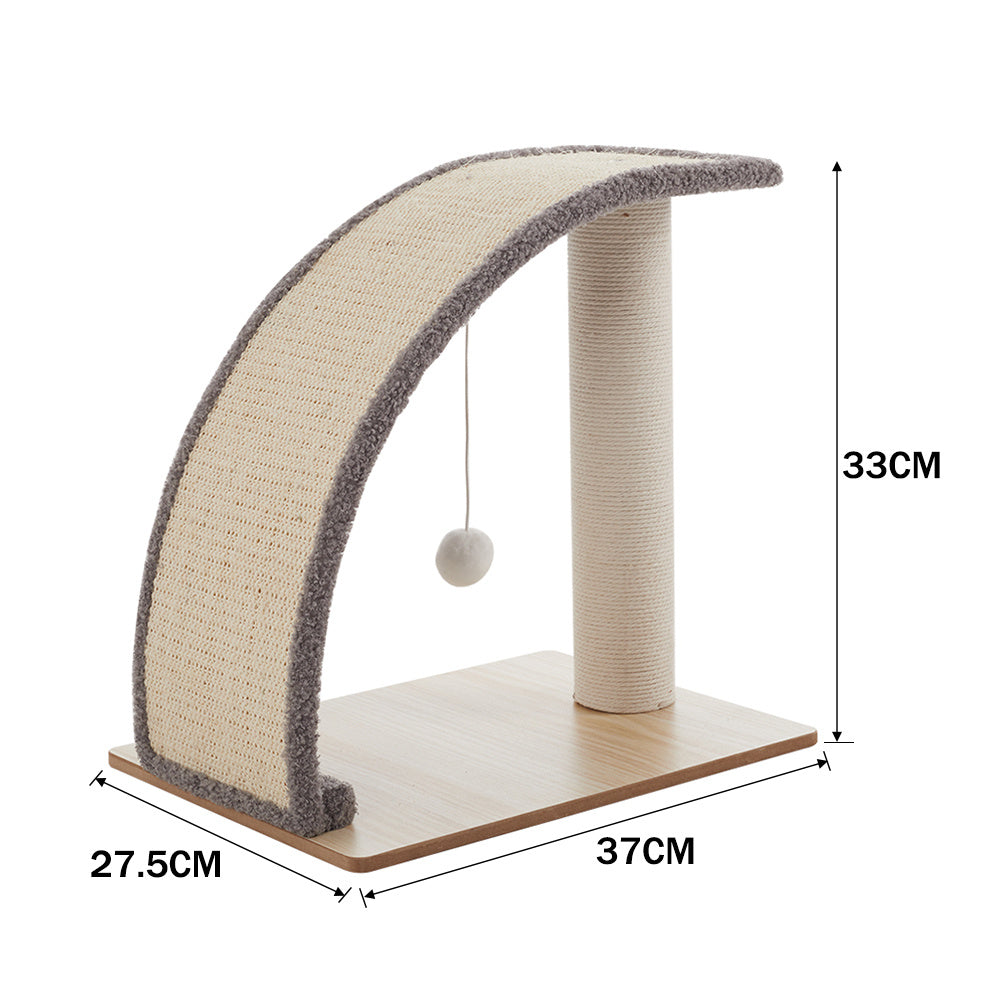 Slope Shape Sisal Cat Scratching Post with Backscratcher and Ball Toy