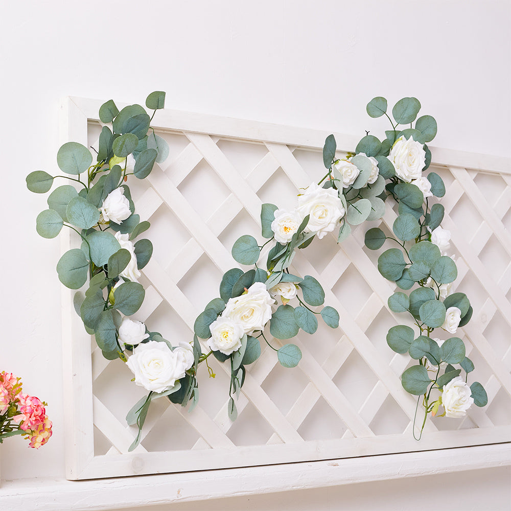 185cm Artificial Rose Eucalyptus Garland Vine Wall Hanging Decor