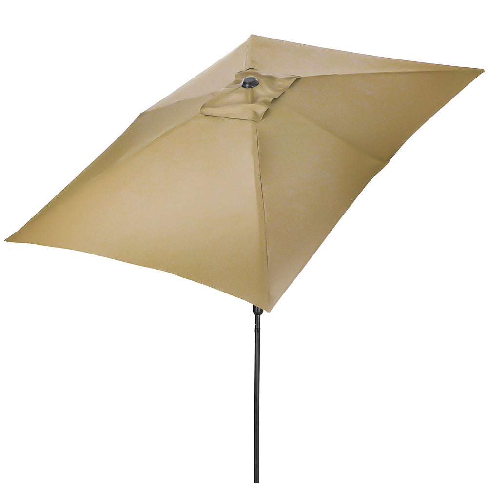 2x3M Parasol Umbrella Patio Sun Shade Crank Tilt with Round Base, Taupe