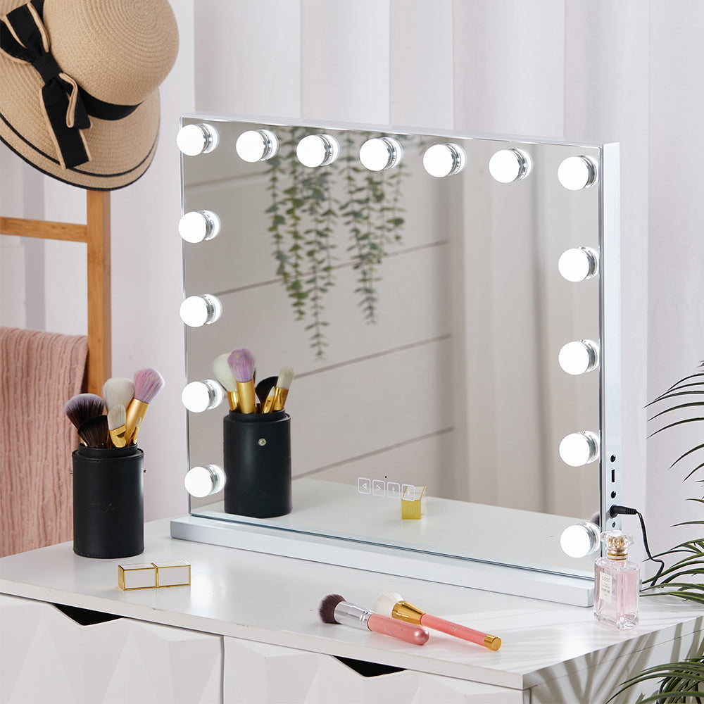 White Hollywood LED Vanity Mirror with Bluetooth