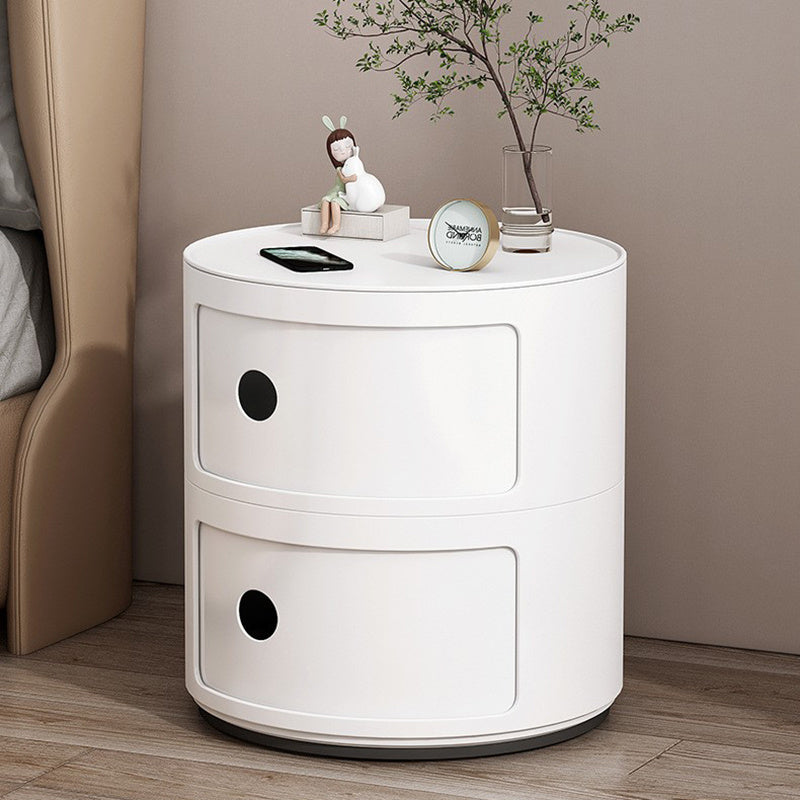 2 Tier Cylindrical Drawer Storage Unit Bedside Table