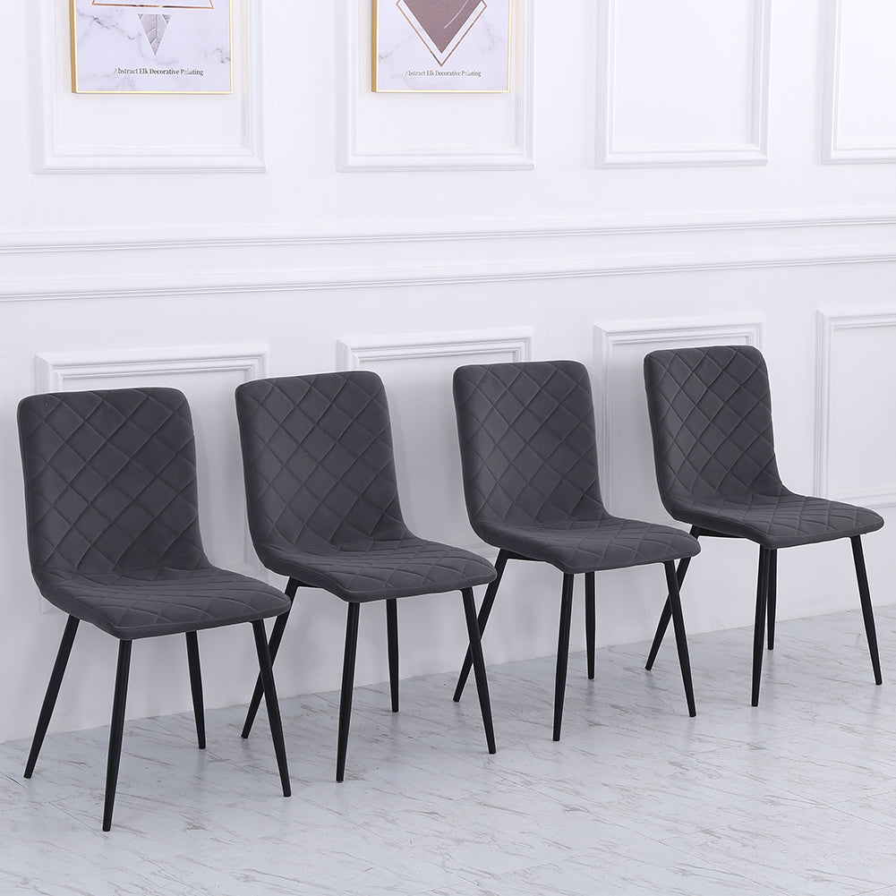 Set of 4 Padded Matte Velvet Accent Dining Chairs, Grey