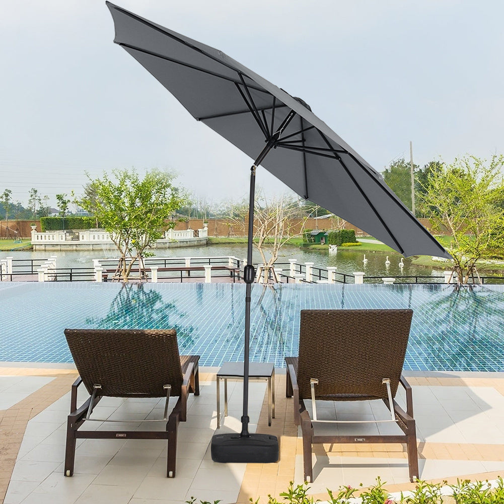 240 cm H 3M Outdoor Large Rotating Patio Parasol, with Plastic Fillable Base