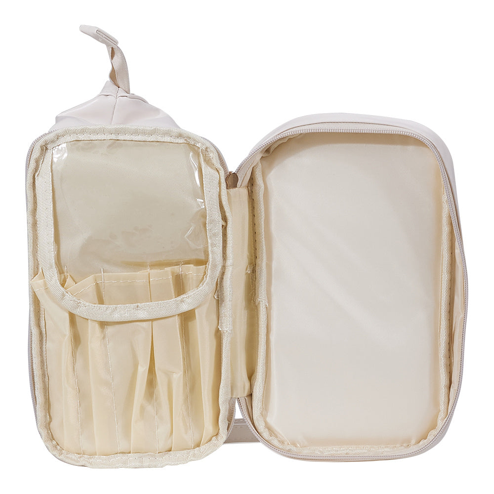 White Double Tier Large Travel Makeup Bag