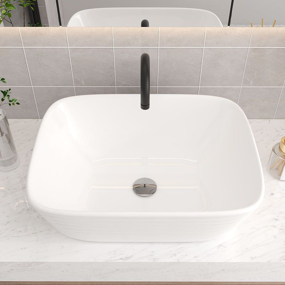 Modern White Square Countertop Bathroom Sink