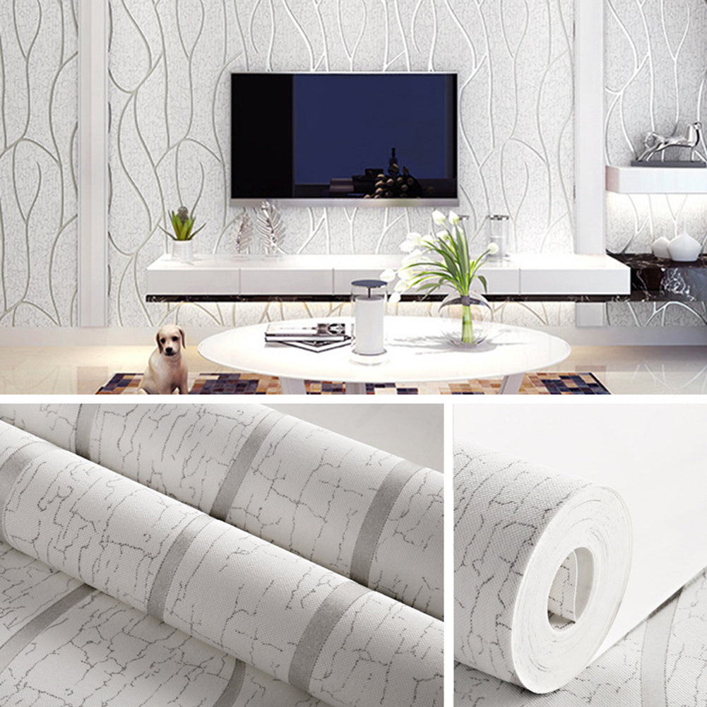 Modern 3D Wall Paper Silver Grey Striped Textured Wallpaper Background, Off white