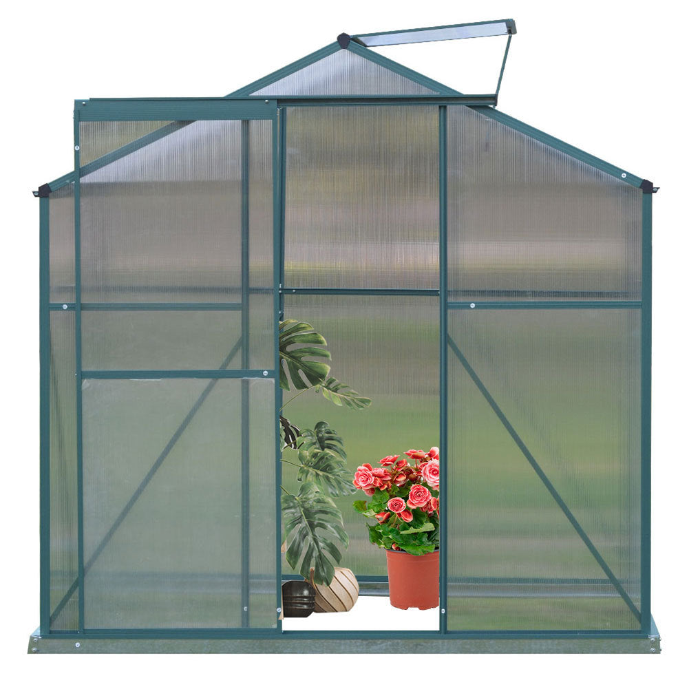 4ft x 6ft Garden Greenhouse Aluminium Polycarbonate Green Plant Housing Without Base