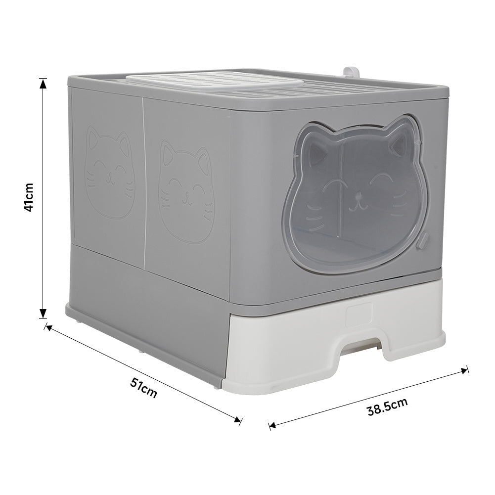 Hooded Odors Resistant Cat Litter Box, Grey