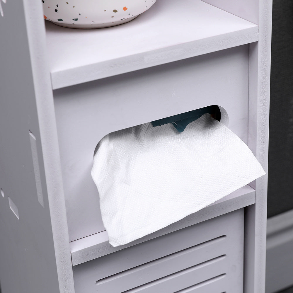 White 68cm H Freestanding Wooden Small Bathroom Cabinet