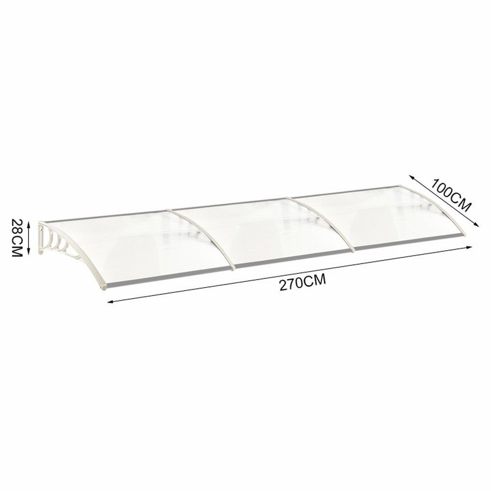 Door Canopy Awning Window Rain Snow Shelter Curved Sheet White 270CM