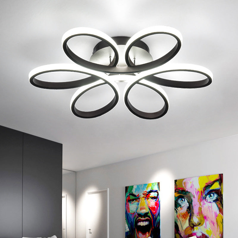 Modern Acrylic Petal LED Ceiling Light Black 74CM Cool White