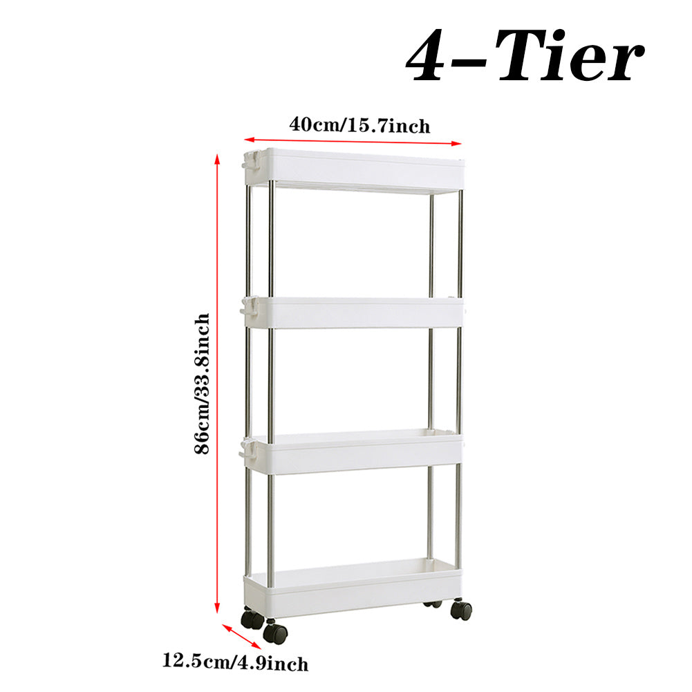 4 Tier Slim Slide Out Bathroom Storage Holder with Hook