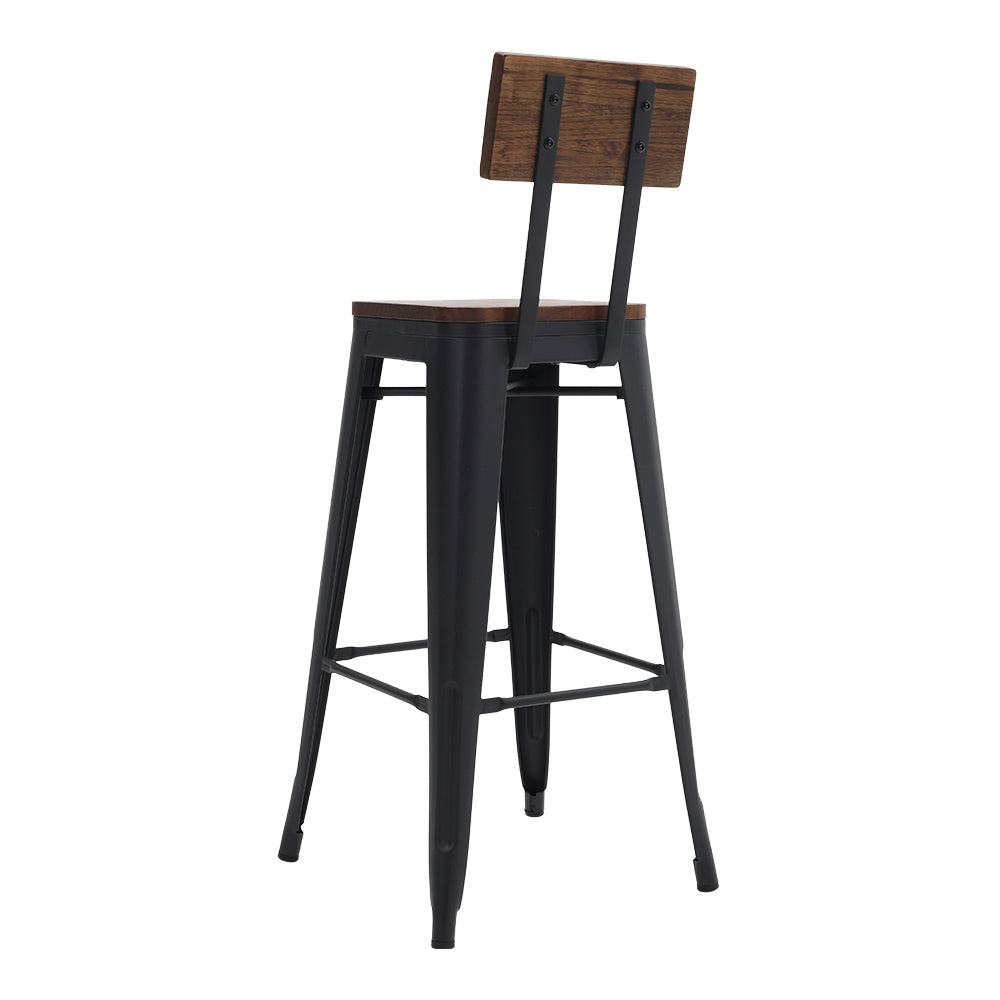 2Pcs Metal Breakfast Bar Stools with Backrest