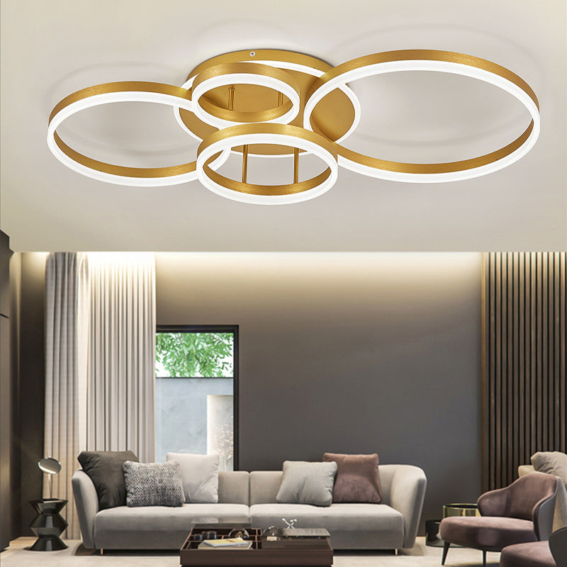 Modern Round LED Ceiling Light 5 Circle Cool White