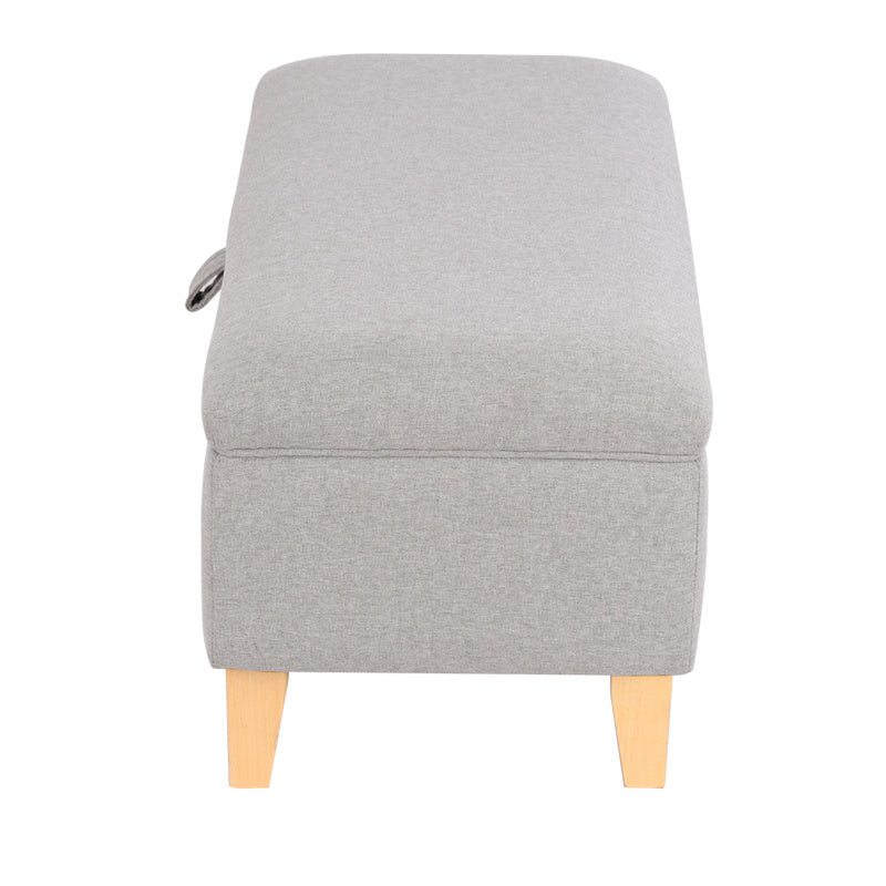 71CM Linen Storage Organizer Ottoman Footstool Light Grey