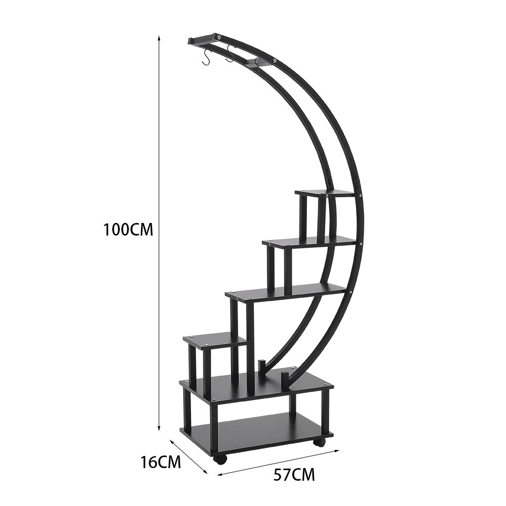 2pcs Half Moon Shaped Plant Stand Display Shelf with Wheels