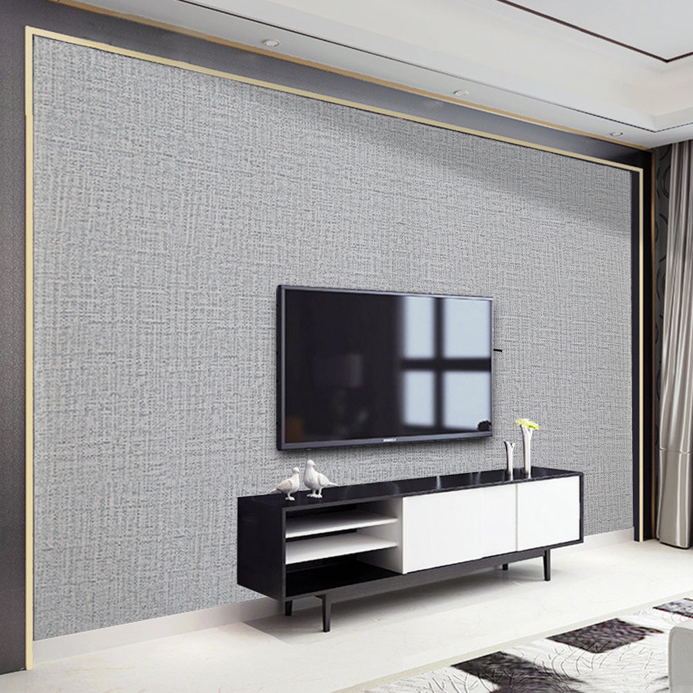 Grey Linen Textured PVC Self-adhesive Wallpaper