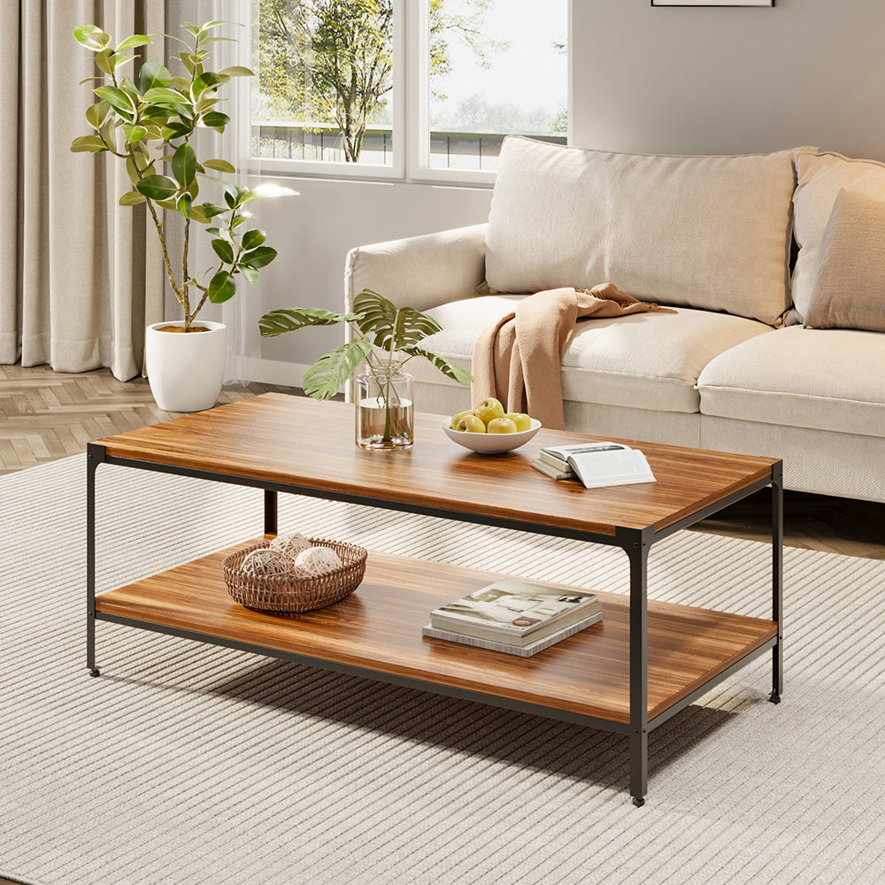 Rectangular 2 Tier Walnut Finish Coffee Table