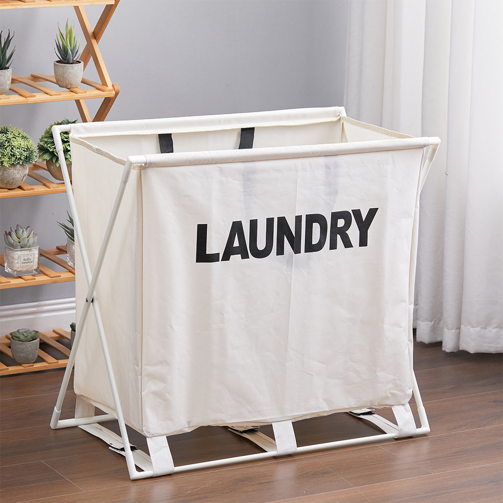 Beige Large Folding Laundry Basket Lightweight
