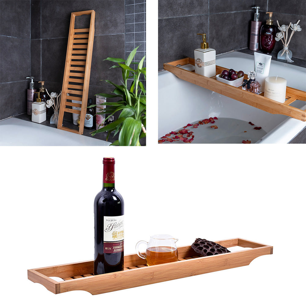 Bamboo Wood Bath Bathtub Rack Storage Tray Holder, Wood
