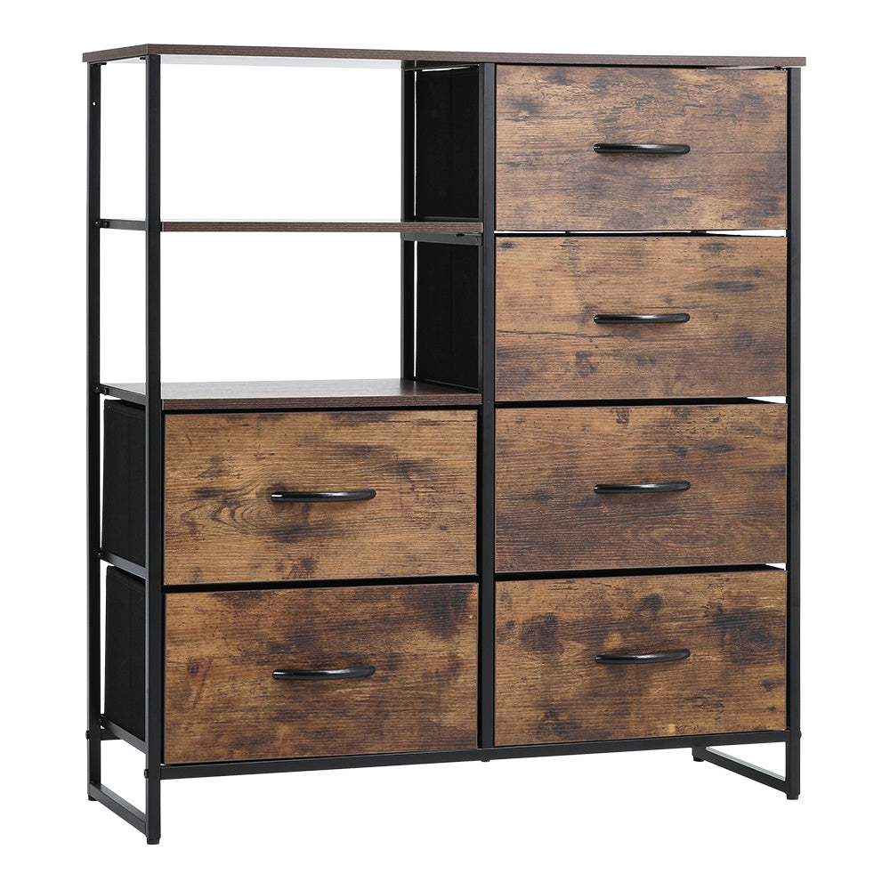 Medieval Style Wooden Storage Cabinet with Six Drawers