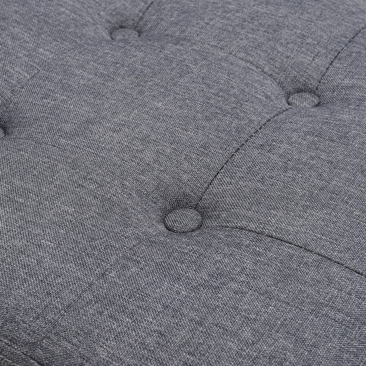 Linen Buttoned Footstool with X shaped Legs