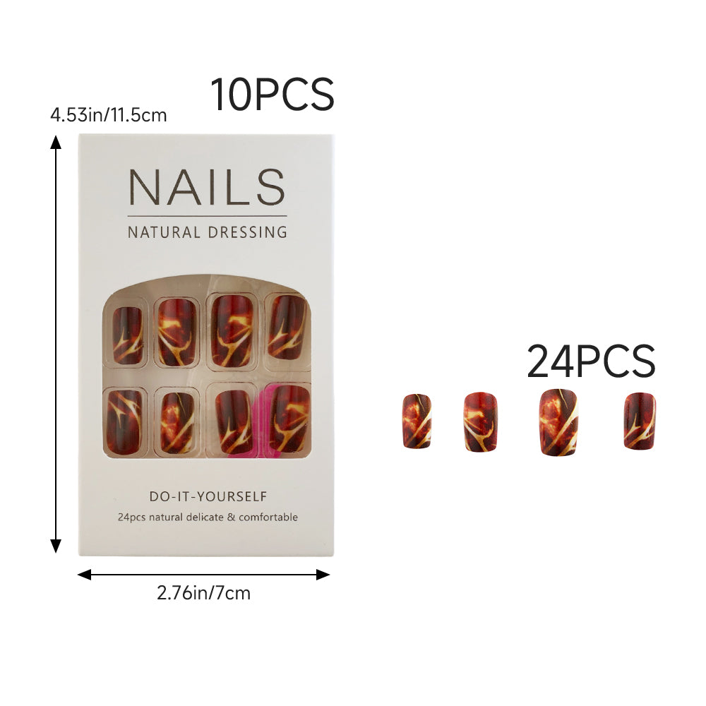 240PCS Floral & Geometric Series Press On Nails Glossy Fake Nails DIY Manicure Set