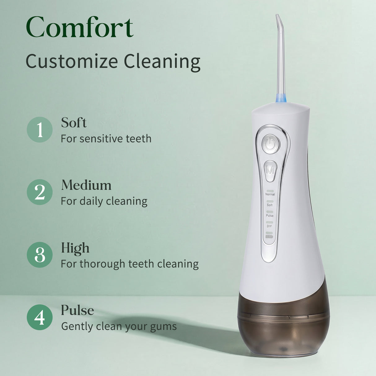 Portable Cordless Water Flosser Oral Irrigator USB Rechargeable with 4 Replaceable Jet Tips