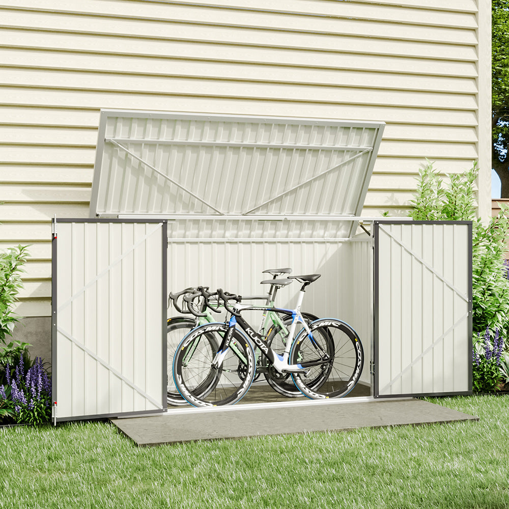 Steel Trash Can Recycle Bin Enclosure Storage Shed, Charcoal Black