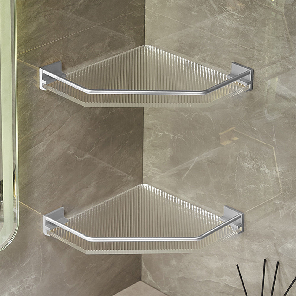 Silver Acrylic Bathroom Corner Shelf Shower Organiser