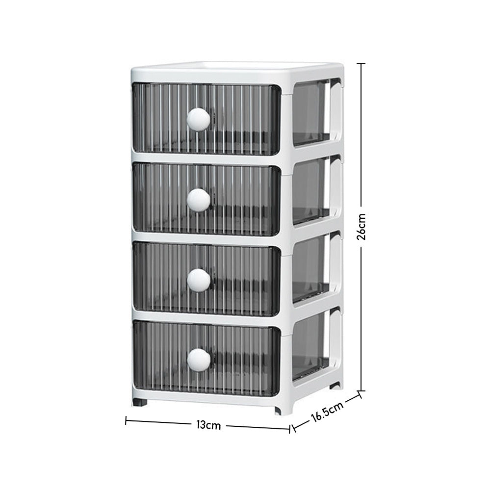 4 Drawer Grey Transparent Desktop Organizer