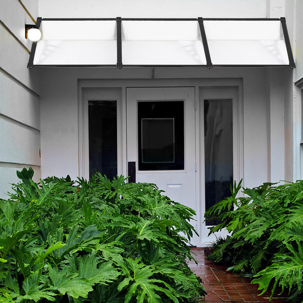Black Straight Door Canopy Awning Shade Shelter, 270x90x28CM