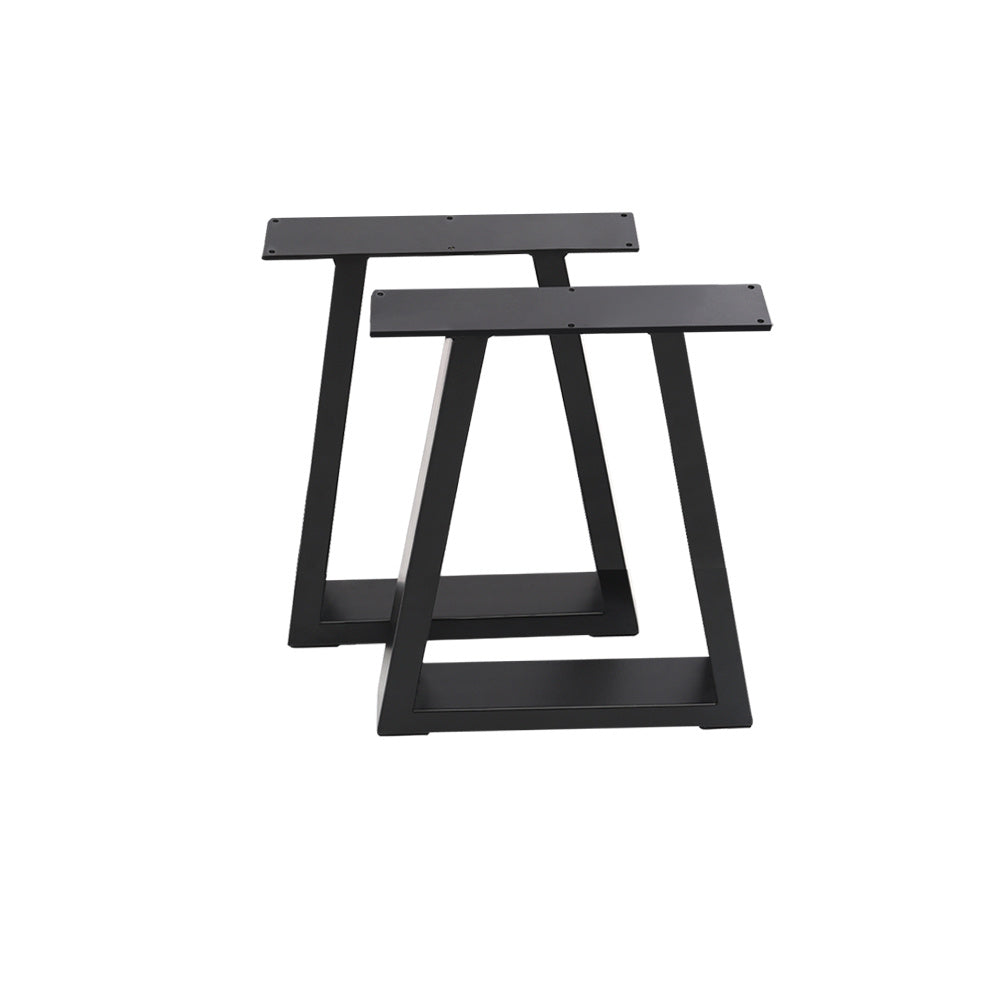 Set of 2 Metal Table & Bench Legs Frames Trapezium with Top Steel Base Stands