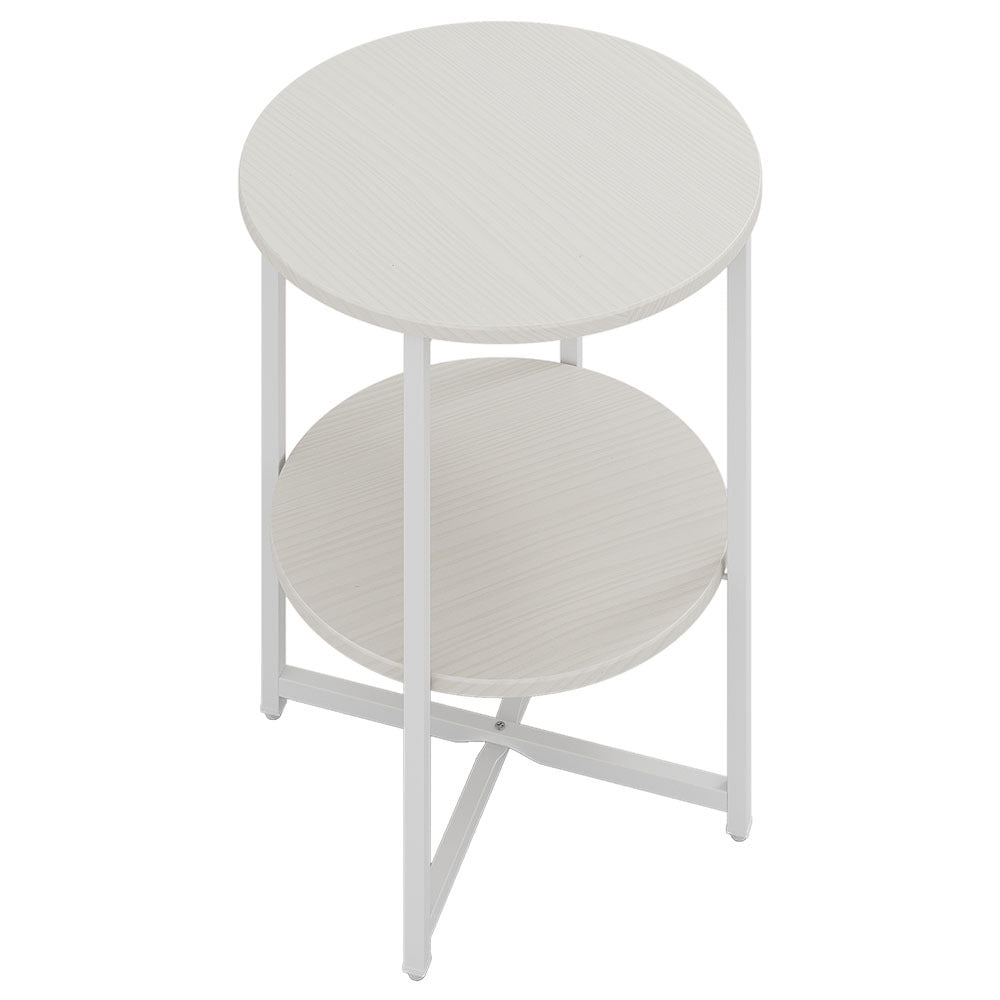 WHite Small Round Coffee Table with 2 Tier
