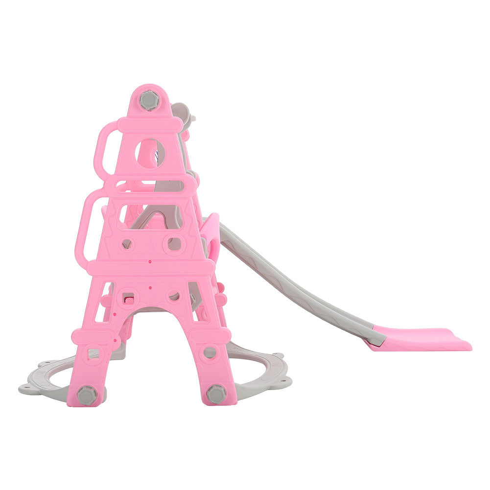 Kids Swing Slide and Basketball Hoop 3 in 1 Play Game Center,Pink