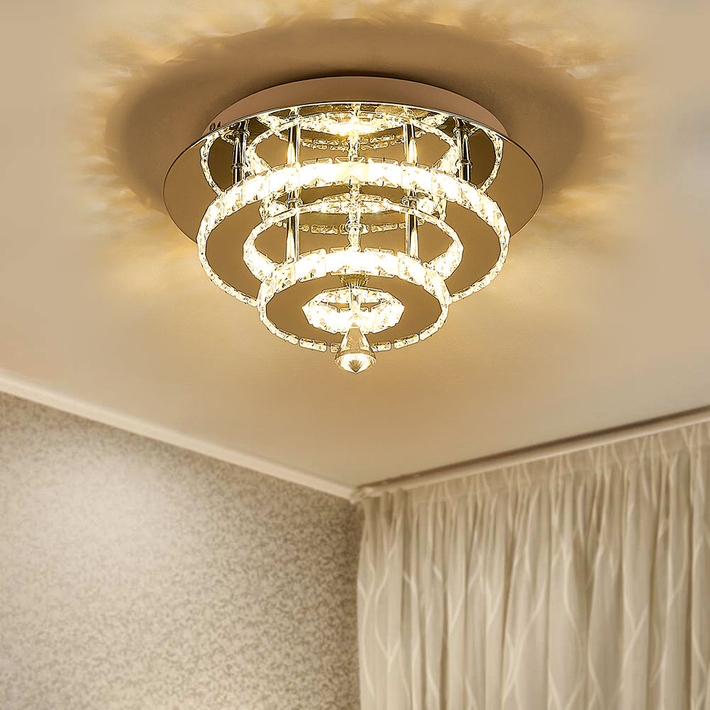30W LED Ceiling Light Crystal Pendant Lamp, Dimmable with Remote