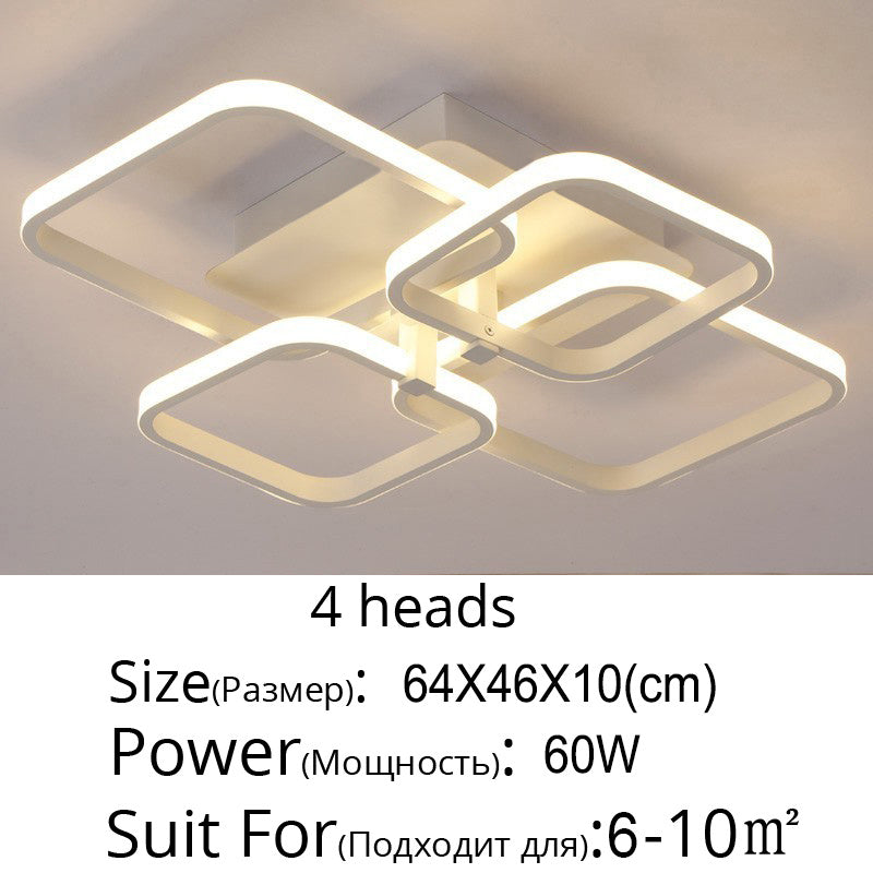 Square LED Dimmable Ceiling Light With Remote 4 Head