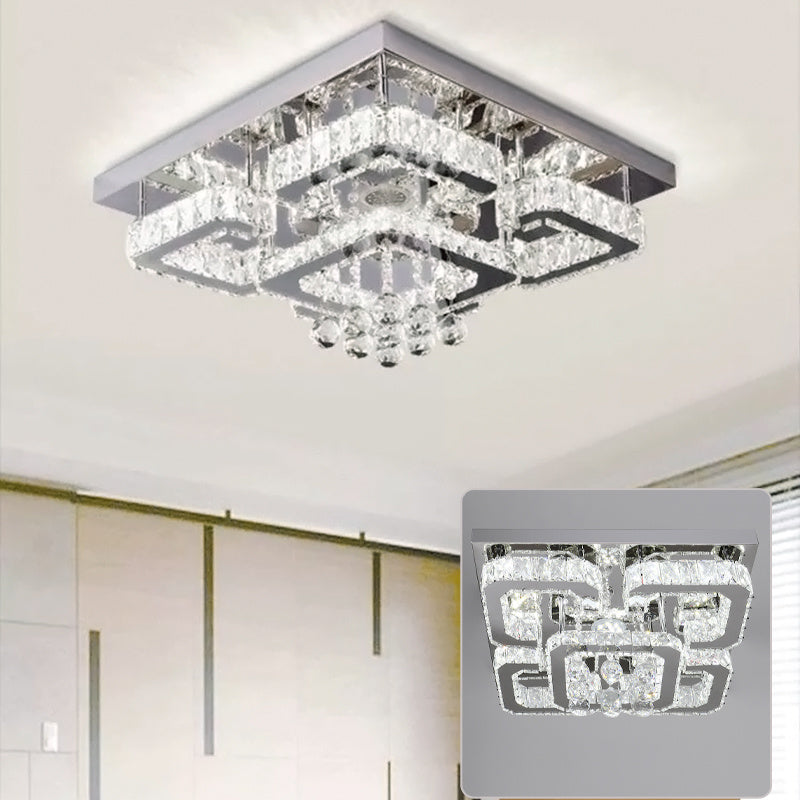 50CM Square LED Crystal Pendant Ceiling Light, Dimmable Light