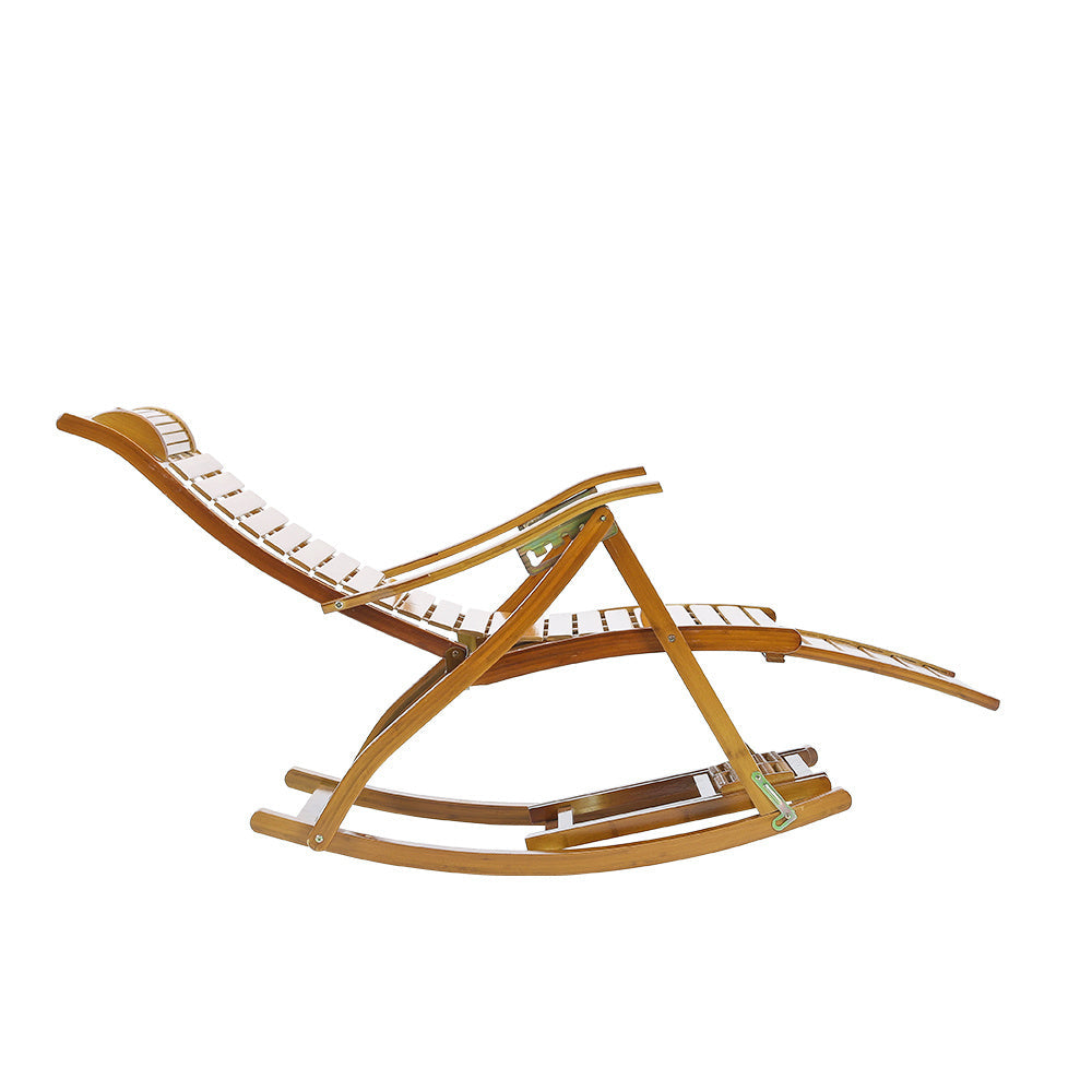 Bamboo Rocking Chair Foldable Recliner, Bamboo Chair, Natural Wood
