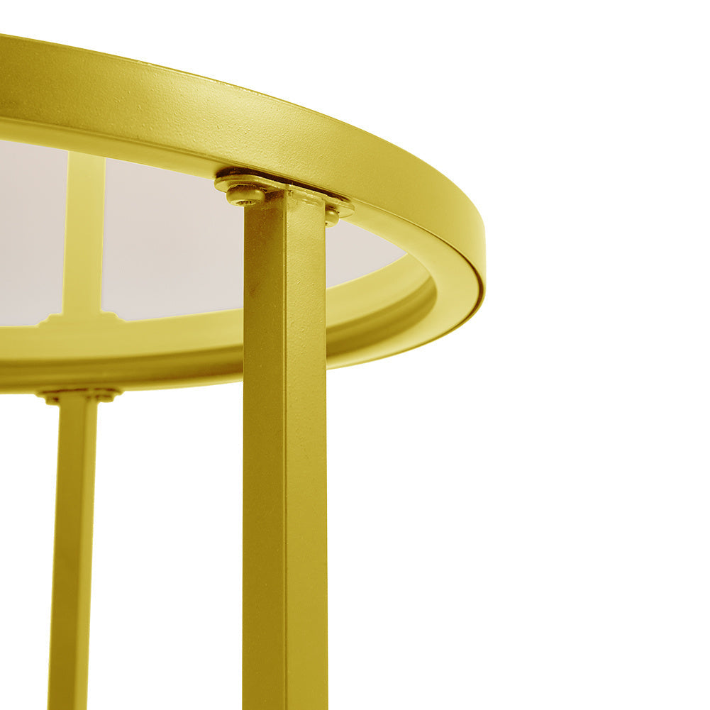 Set of 2 Gold Glass Round Nesting Coffee Table