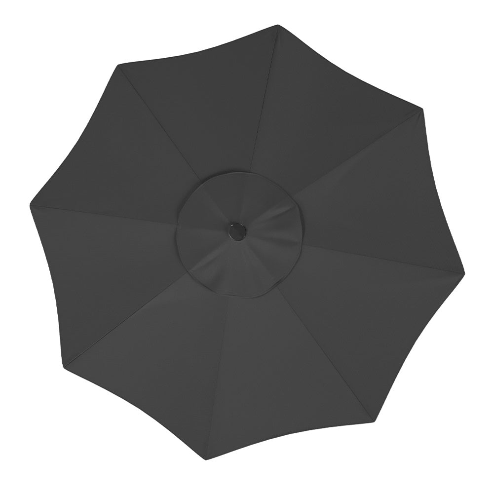 3M Large Garden LED Parasol Outdoor Beach Umbrella with Light Sun Shade Crank Tilt with Square Base, Dark Grey