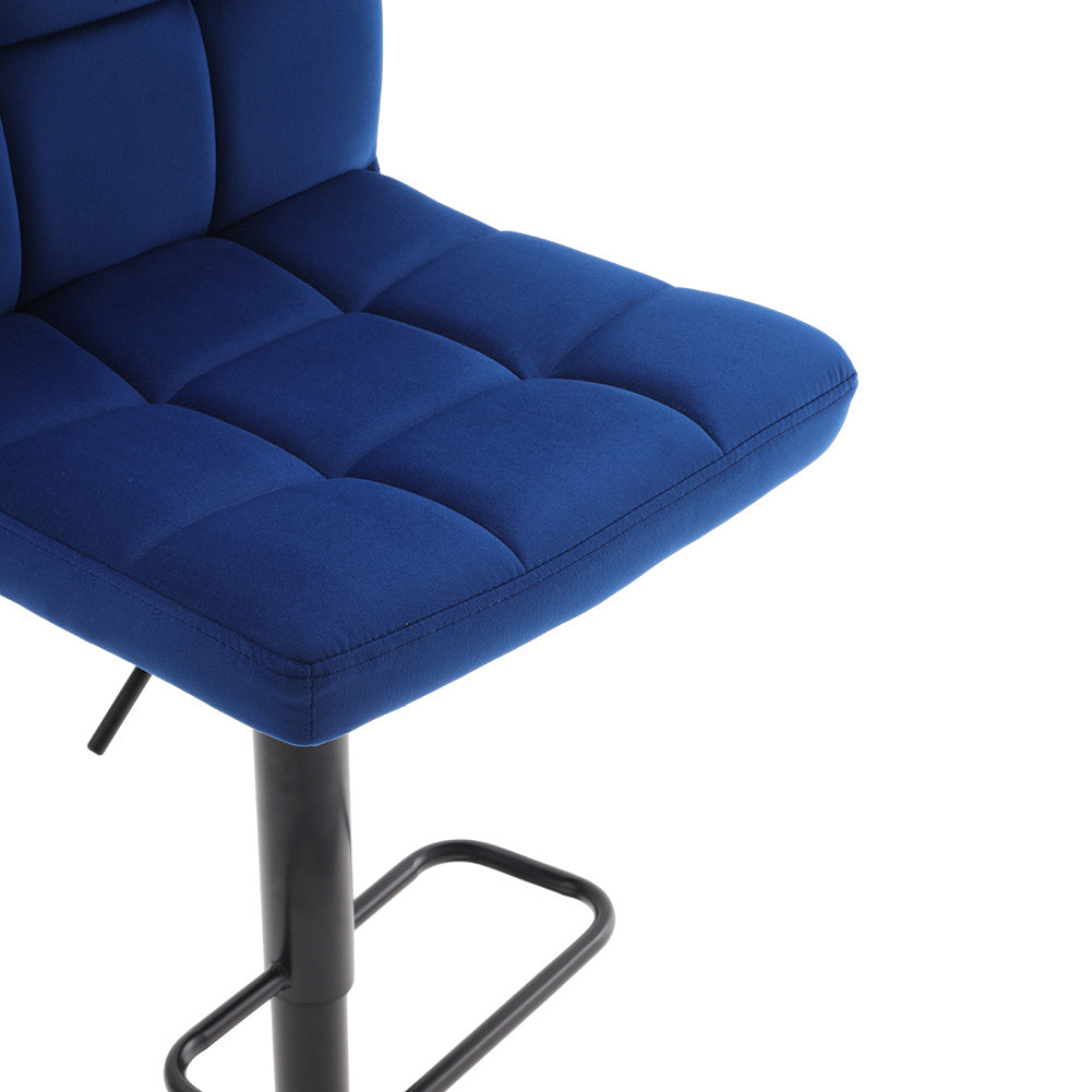 Blue 2 Pcs Velvet Upholstery Bar Stools High chairs Breakfast Dining stools with Low Backrest