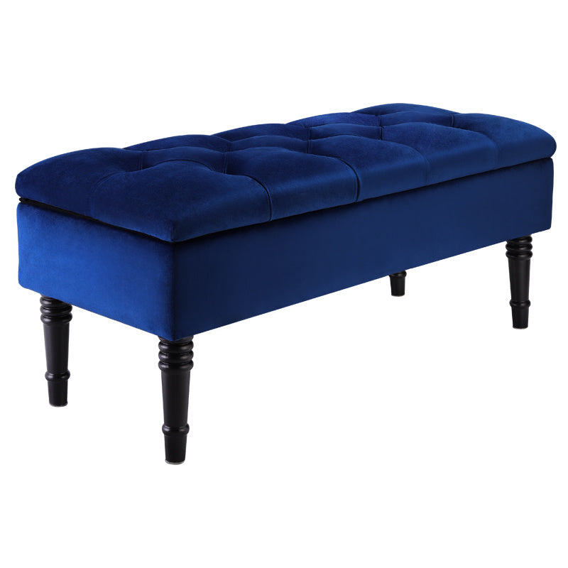 Buttoned Velvet Ottoman Storage Footstool, Royal Blue