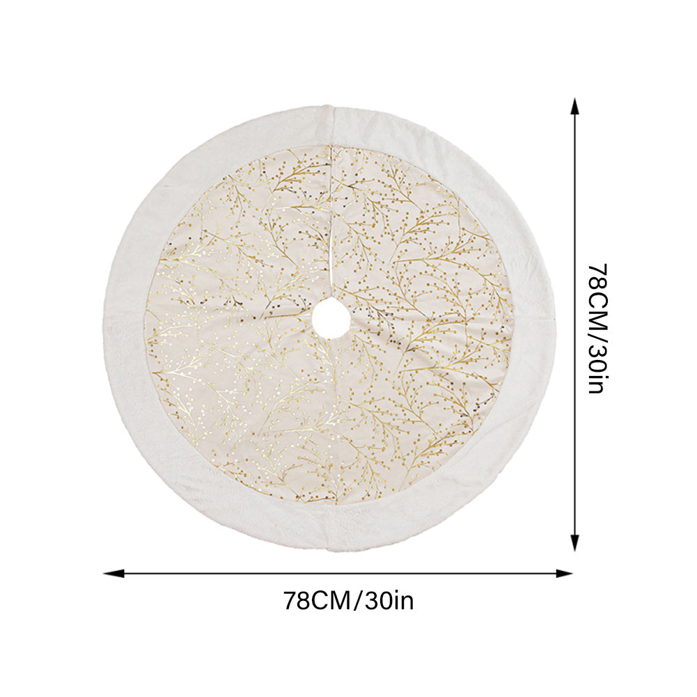 Hot Stamping Golden Twig Plush Christmas Tree Skirt