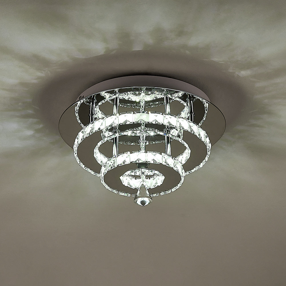 30W LED Ceiling Light Crystal Pendant Lamp, Cool White