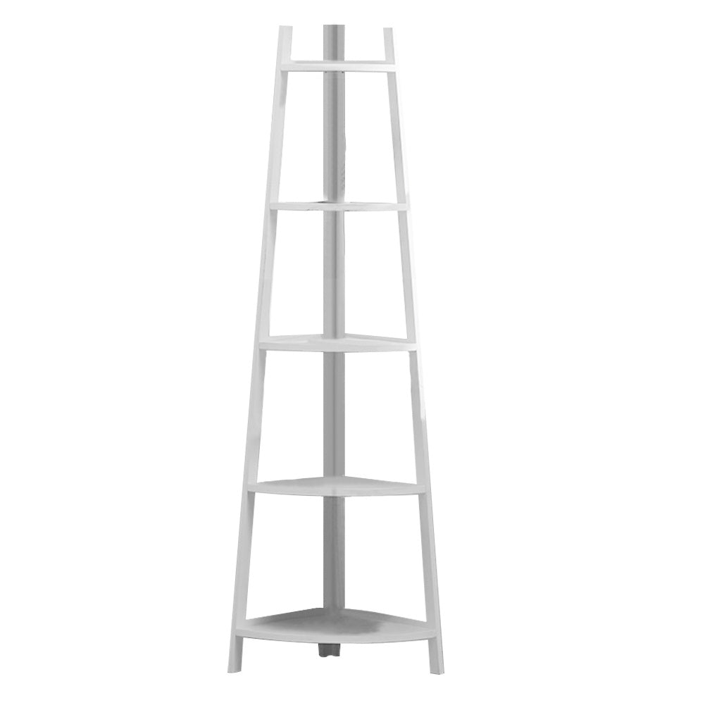 5 Tier Modular Bamboo Corner Ladder Shelf Plant Stand Rustic Storage