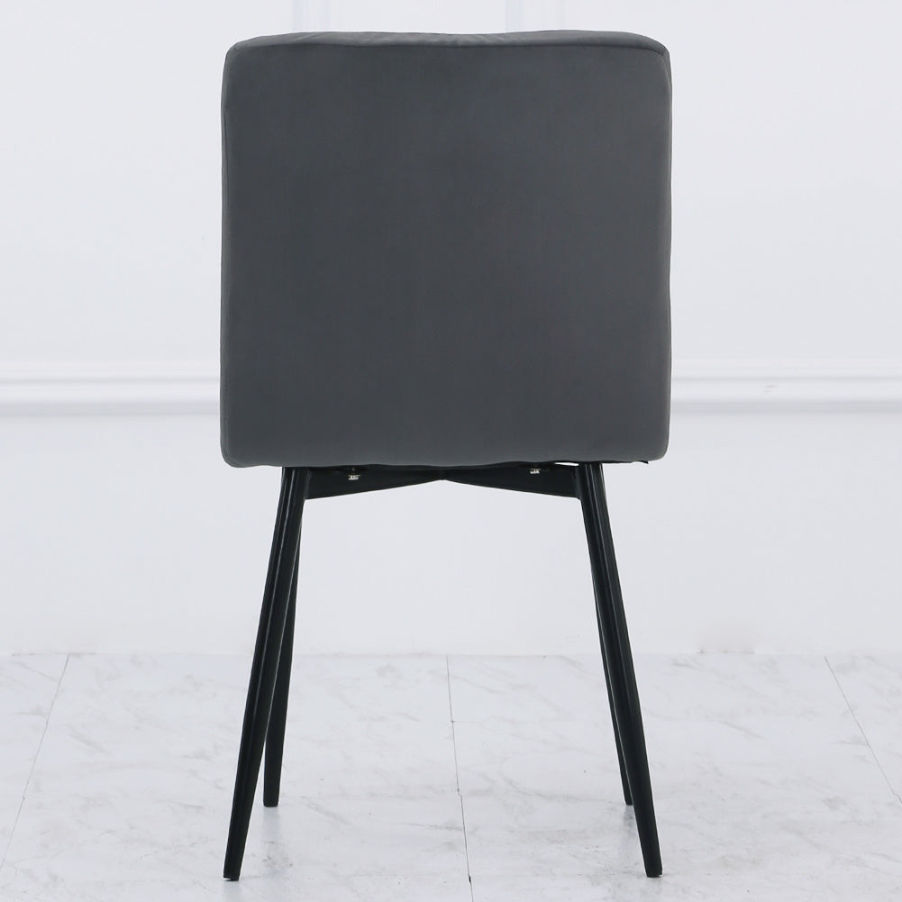Set of 4 Matte Velvet Padded Dining Chairs Dark Grey